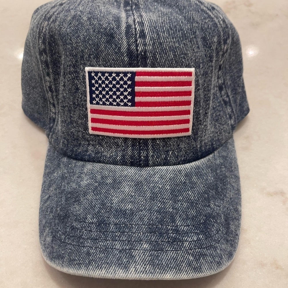 AMERICAN FLAG PATCH DENIM CAP! Adjustable